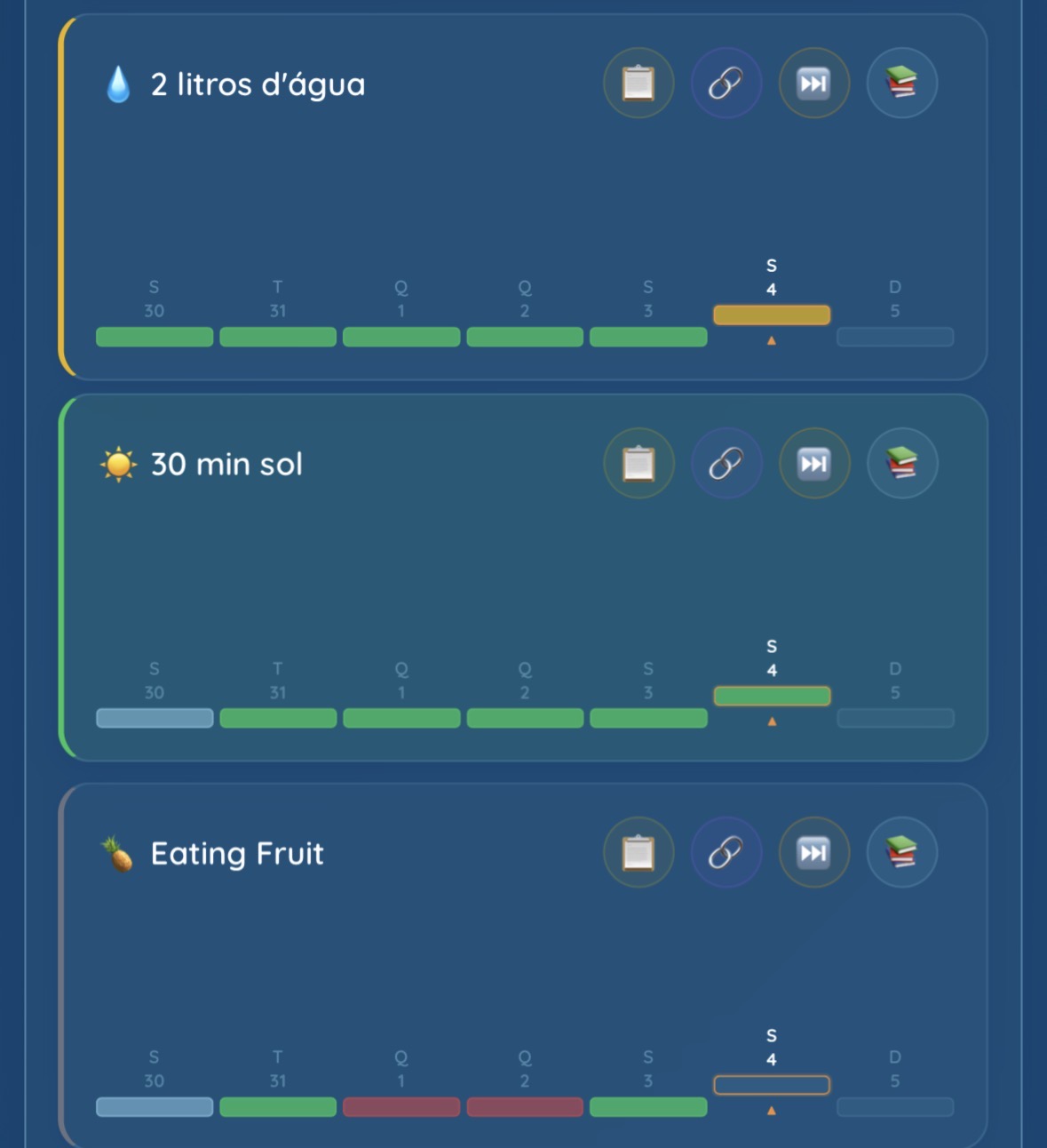 Tela do Painel Diário do App A Segunda Lei